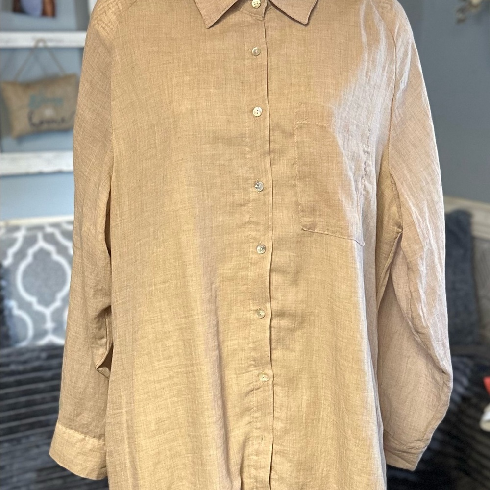 Fashion Nova Tan Long Sleeve Shirt Dress